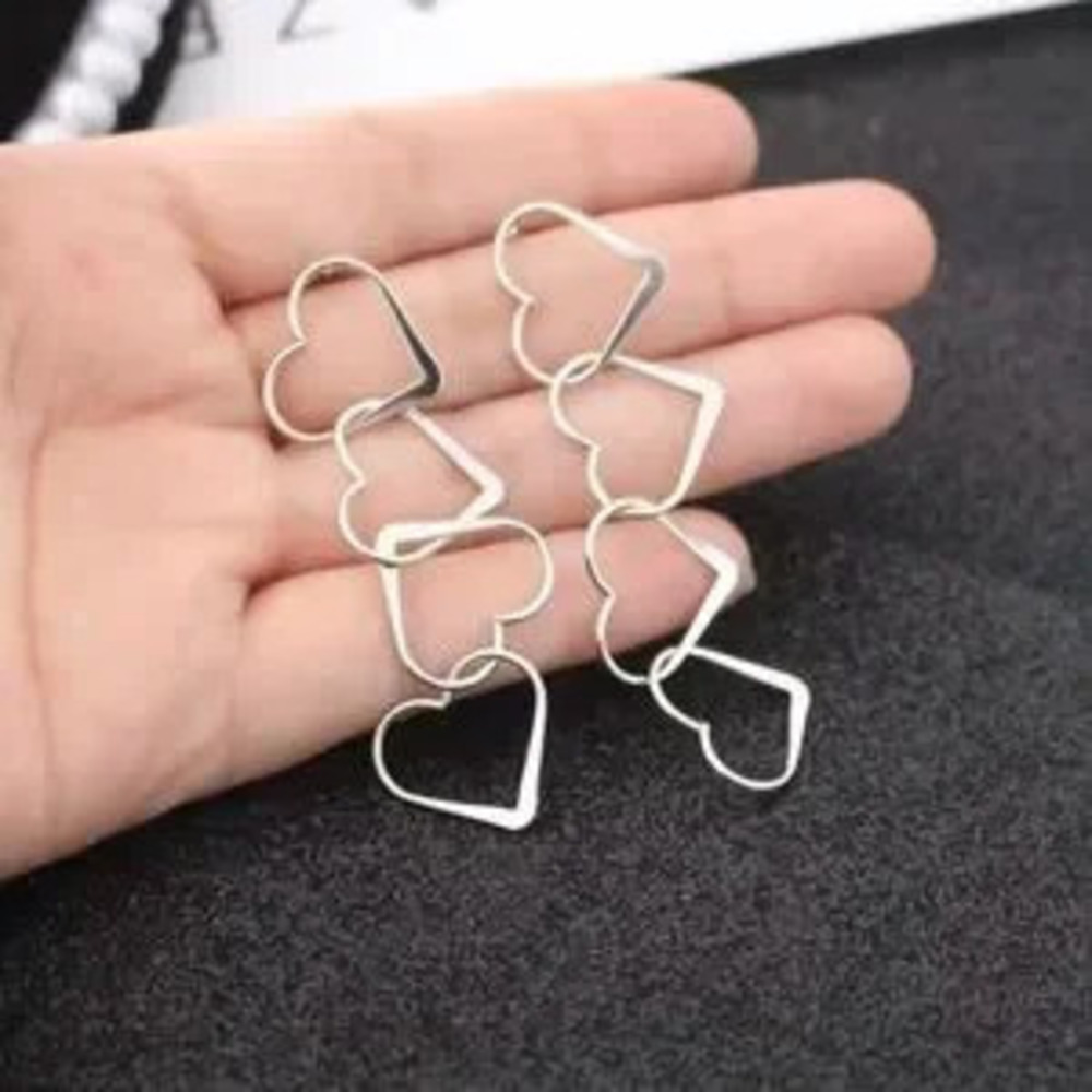 Silver Heart Link Earrings
